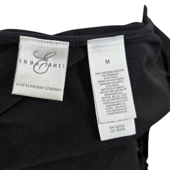 Emma James Womens‎ Floral Top Medium Black White Stretch Cottagecore Whimsygoth - Picture 7 of 7